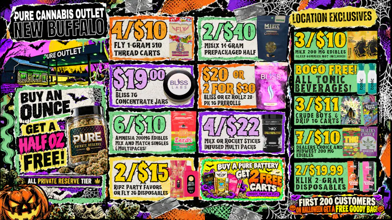 Pure Cannabis Outlet - New Buffalo SPOOKY SAVINGS AT PURE! 👻 BOGO FREE ALL TONIC
