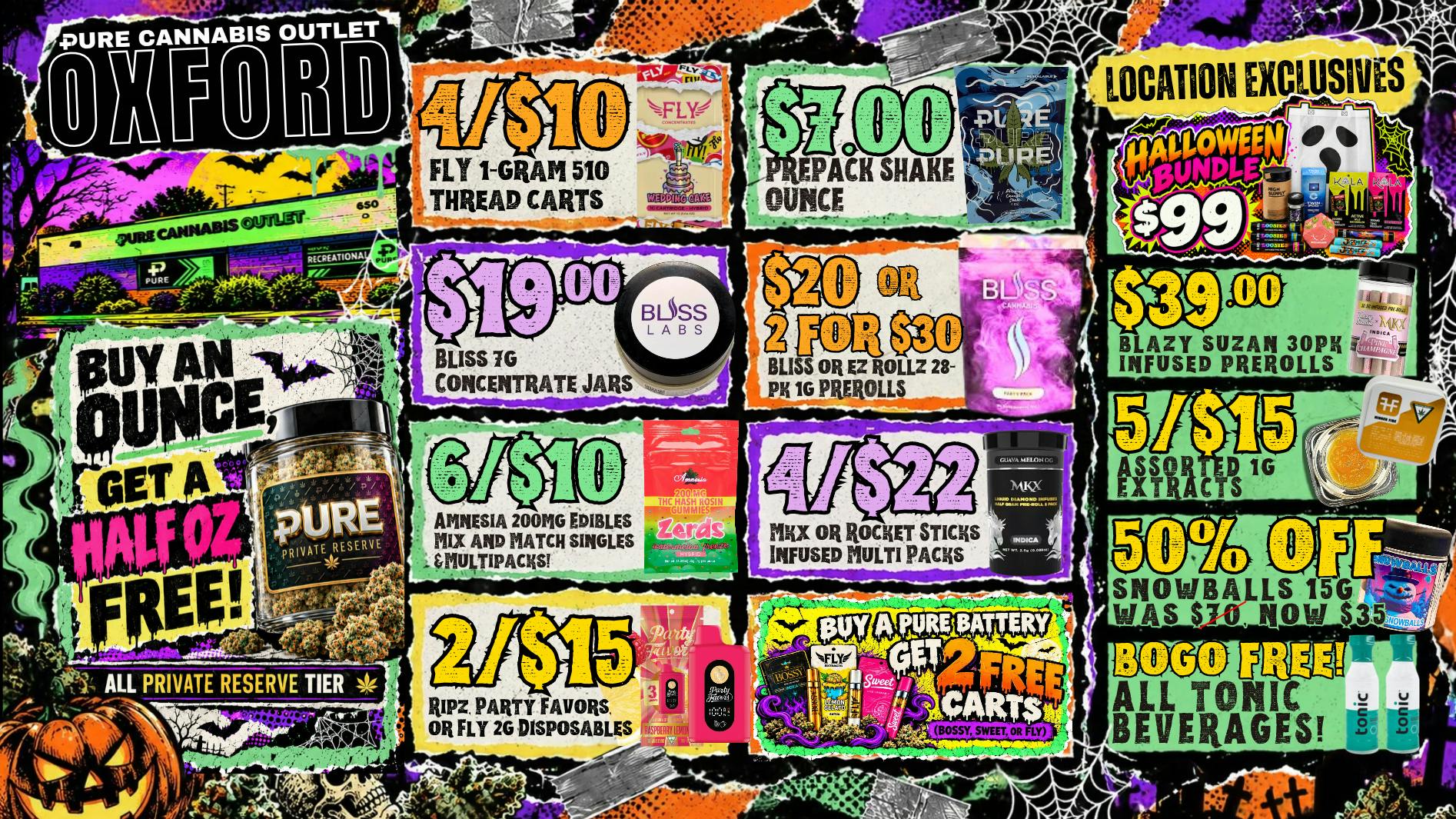 Pure Cannabis Outlet - Oxford SPOOKY SAVINGS AT PURE! 👻 $99 HALLOWEEN BUNDLES🎃
