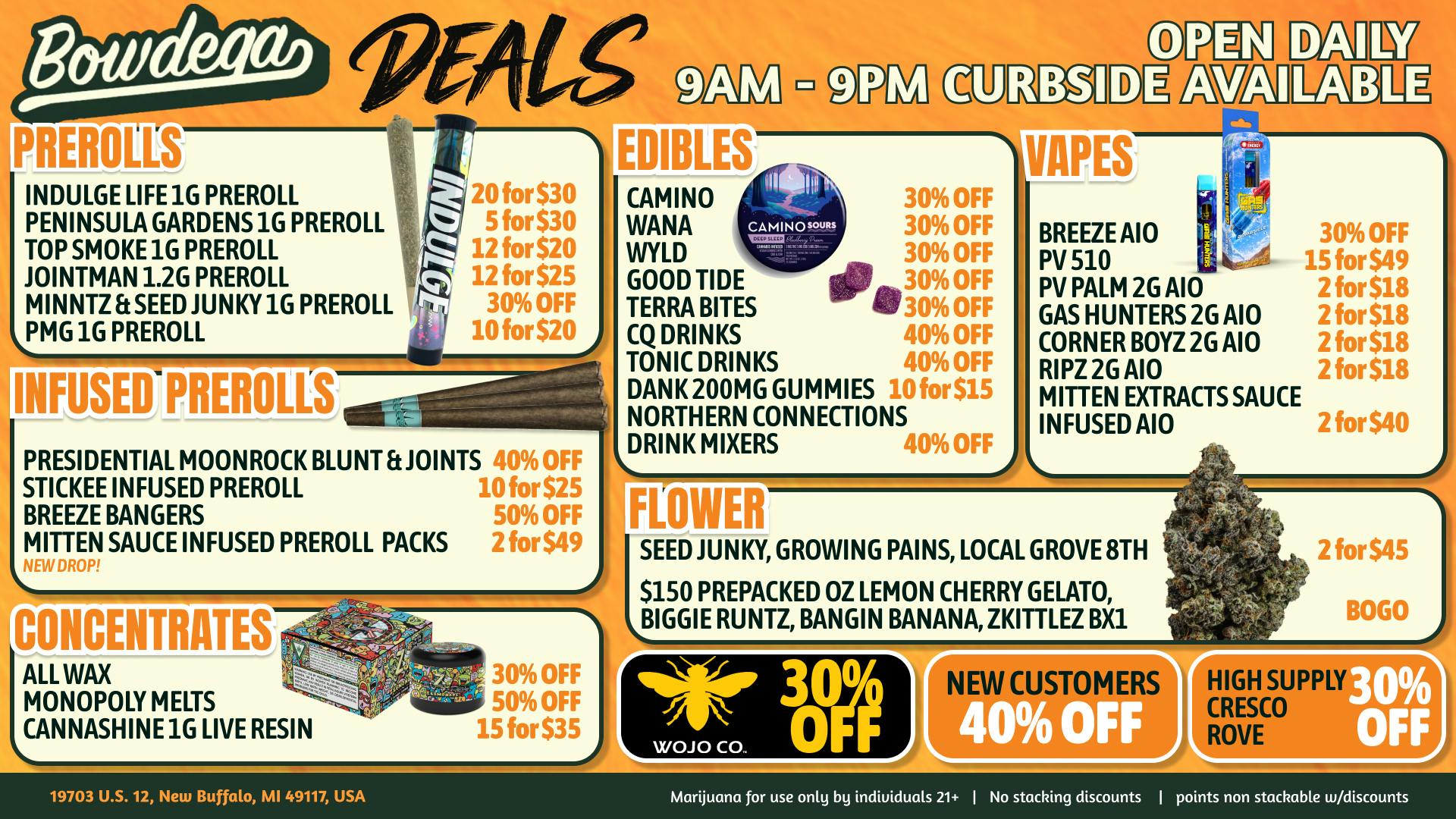 BOWDEGA - NEW BUFFALO Bowdega New Buffalo US 12 Highway Weekly Deals!