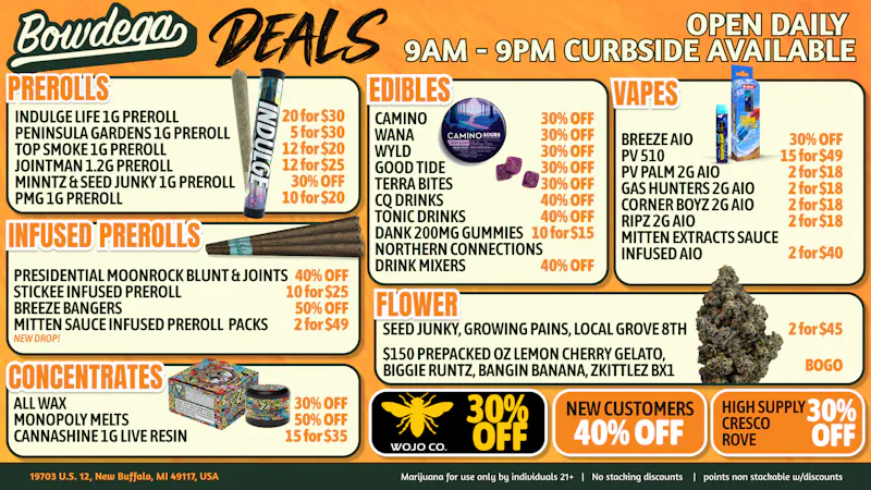 BOWDEGA - NEW BUFFALO Bowdega New Buffalo US 12 Highway Weekly Deals!