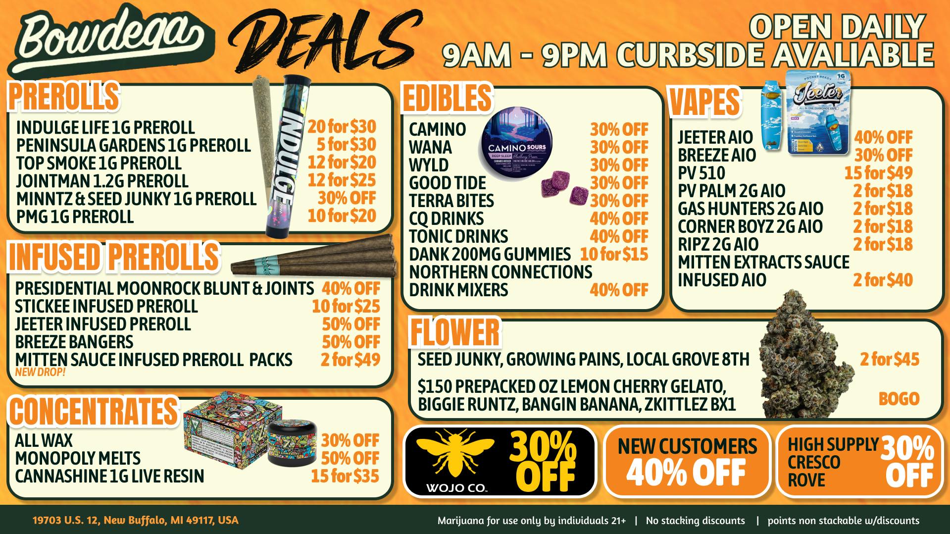 BOWDEGA - NEW BUFFALO Bowdega New Buffalo US 12 Highway Weekly Deals!