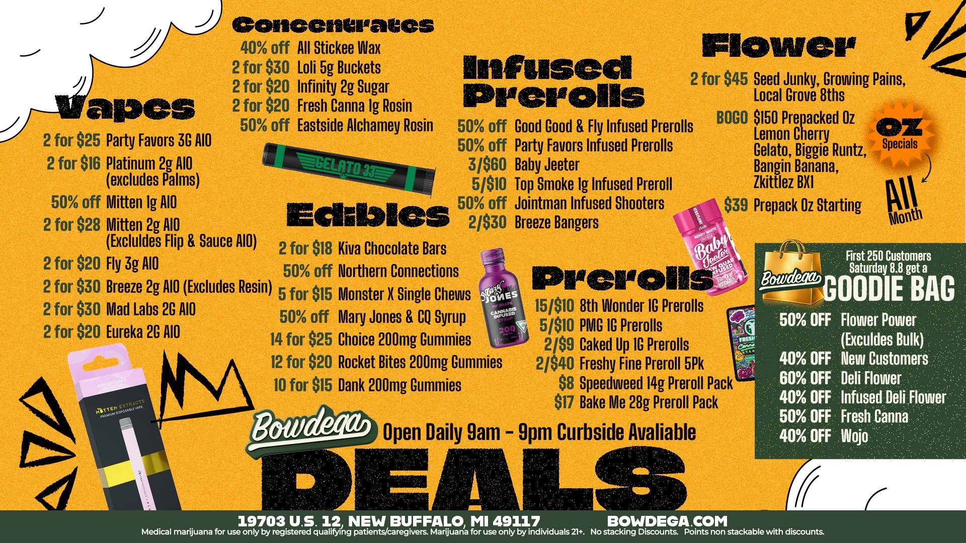 BOWDEGA - NEW BUFFALO BOWDEGA WEEKEND DEALS!