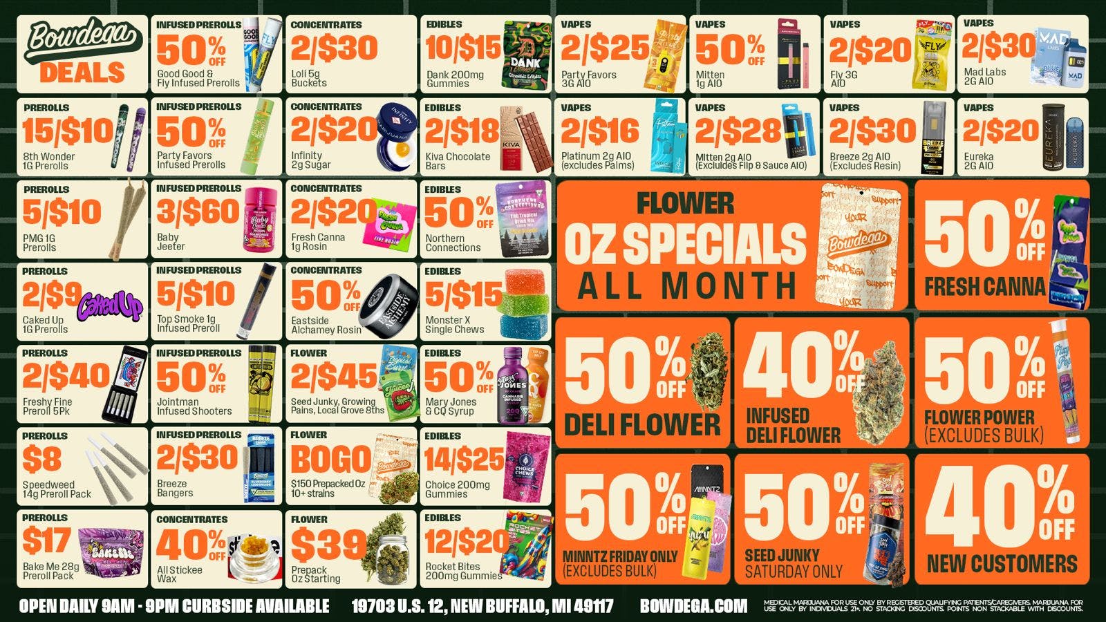 BOWDEGA - NEW BUFFALO Bowdega New Buffalo US 12 Highway Weekly Deals!
