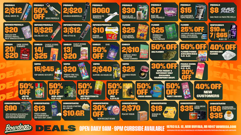 BOWDEGA - NEW BUFFALO BOWDEGA WEEKEND DEALS!
