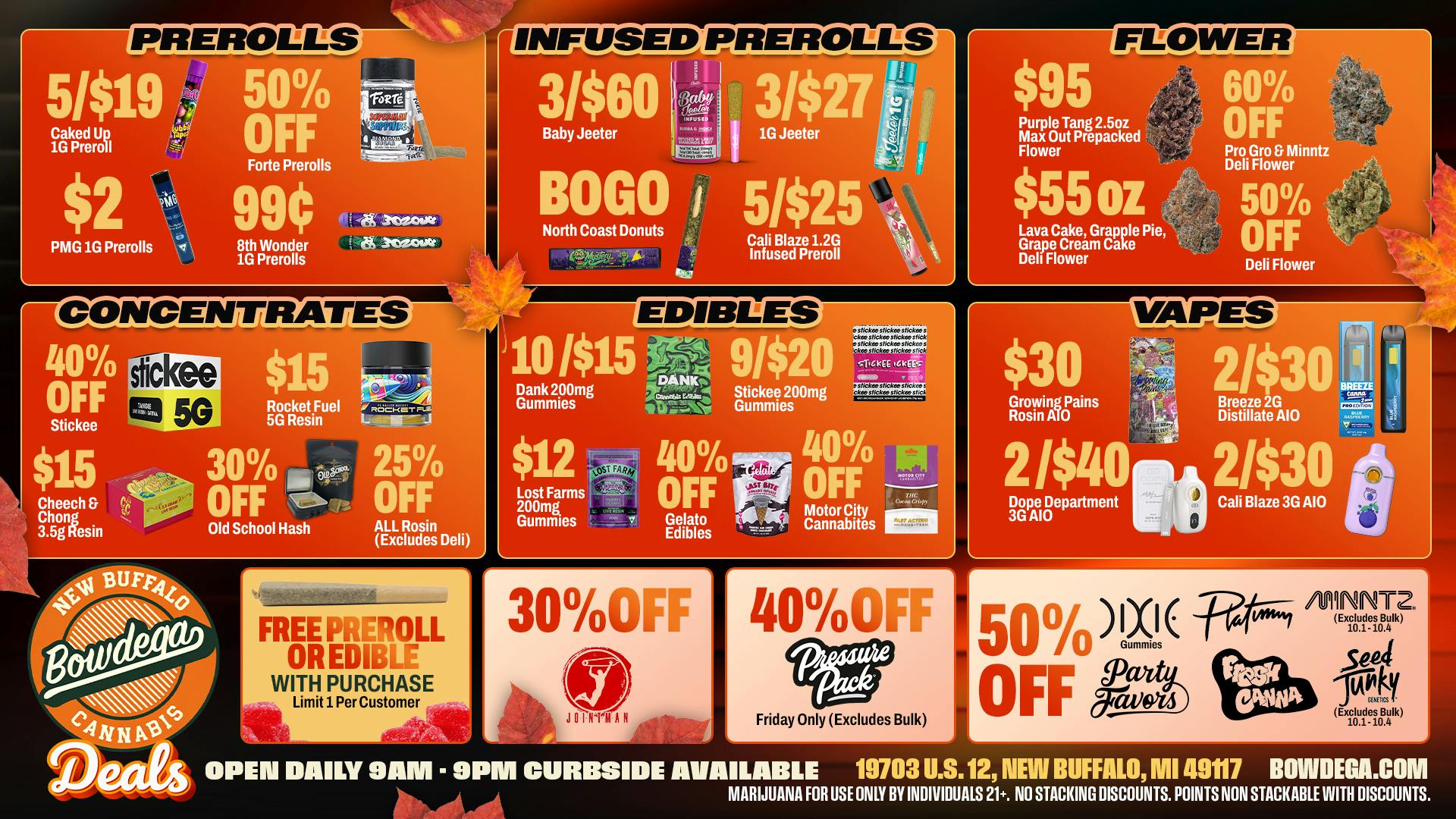 BOWDEGA - NEW BUFFALO Bowdega New Buffalo US 12 Highway Weekly Deals!