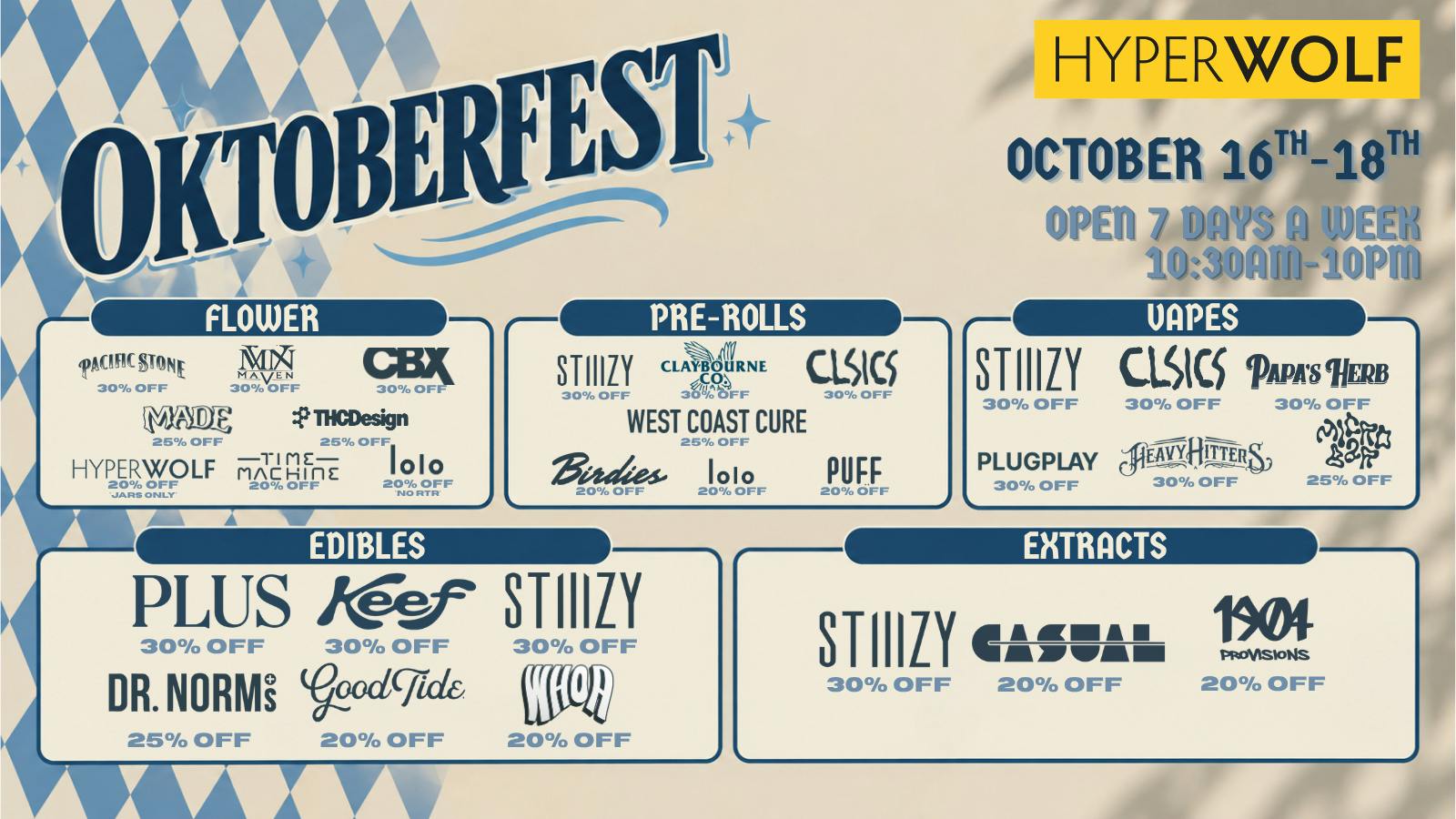 Hyperwolf Dispensary OKTOBERFEST WEEKEND DEALS ARE HERE: 10/16-10/18 🌿