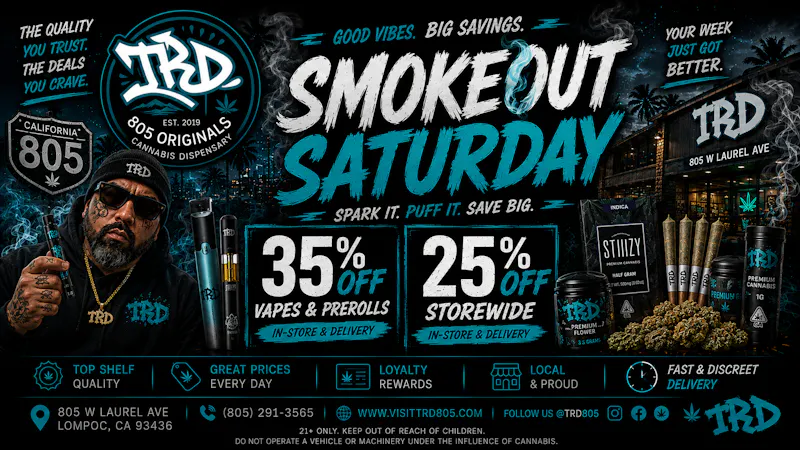 TRD Delivery Smokeout Saturday | 35% OFF Vapes & Prerolls