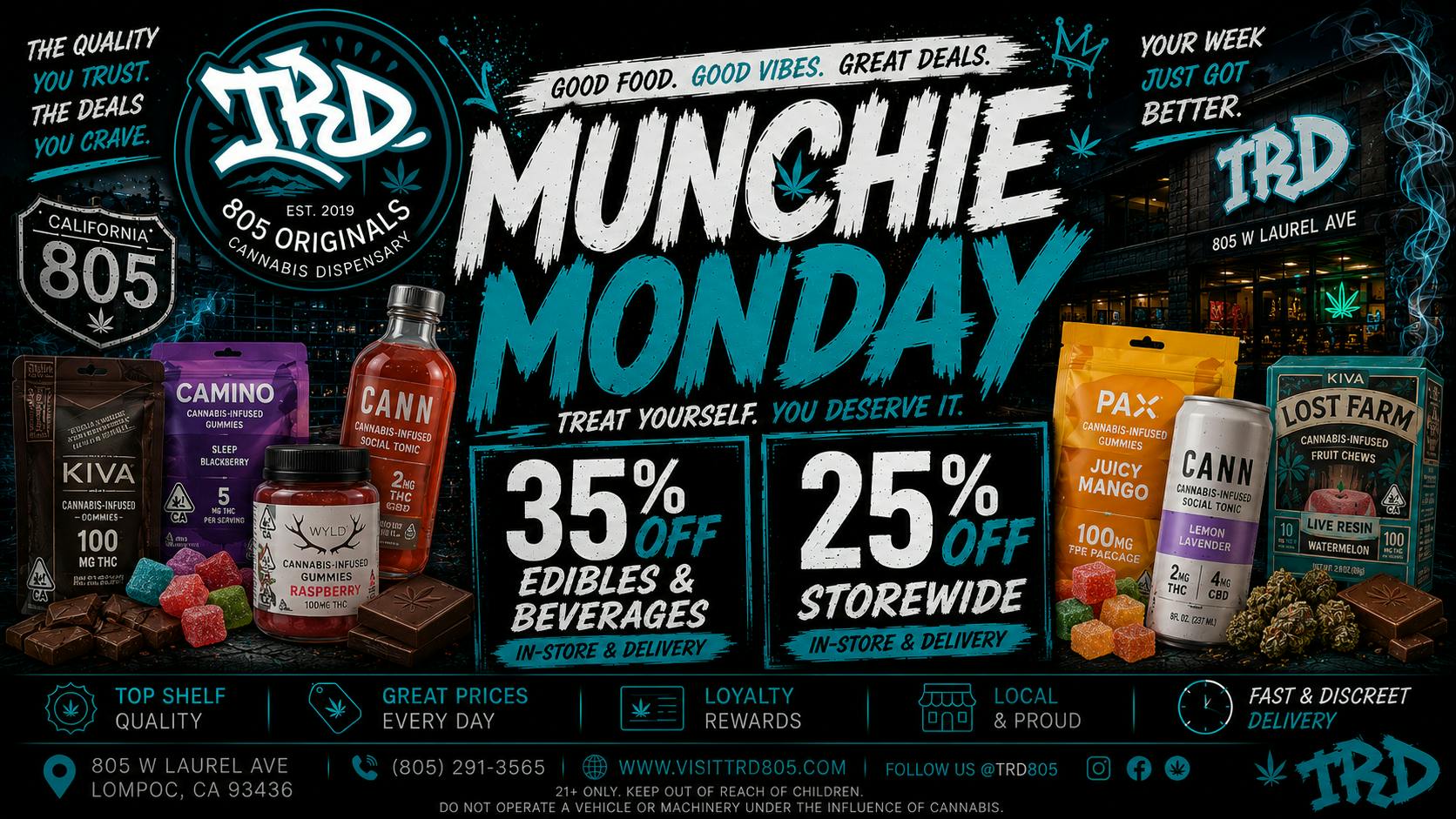 TRD Delivery Munchie Monday | 35% OFF Edibles & 25% OFF Store