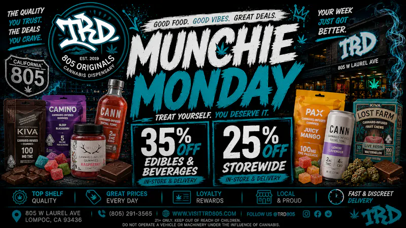 TRD Delivery Munchie Monday | 35% OFF Edibles & 25% OFF Store