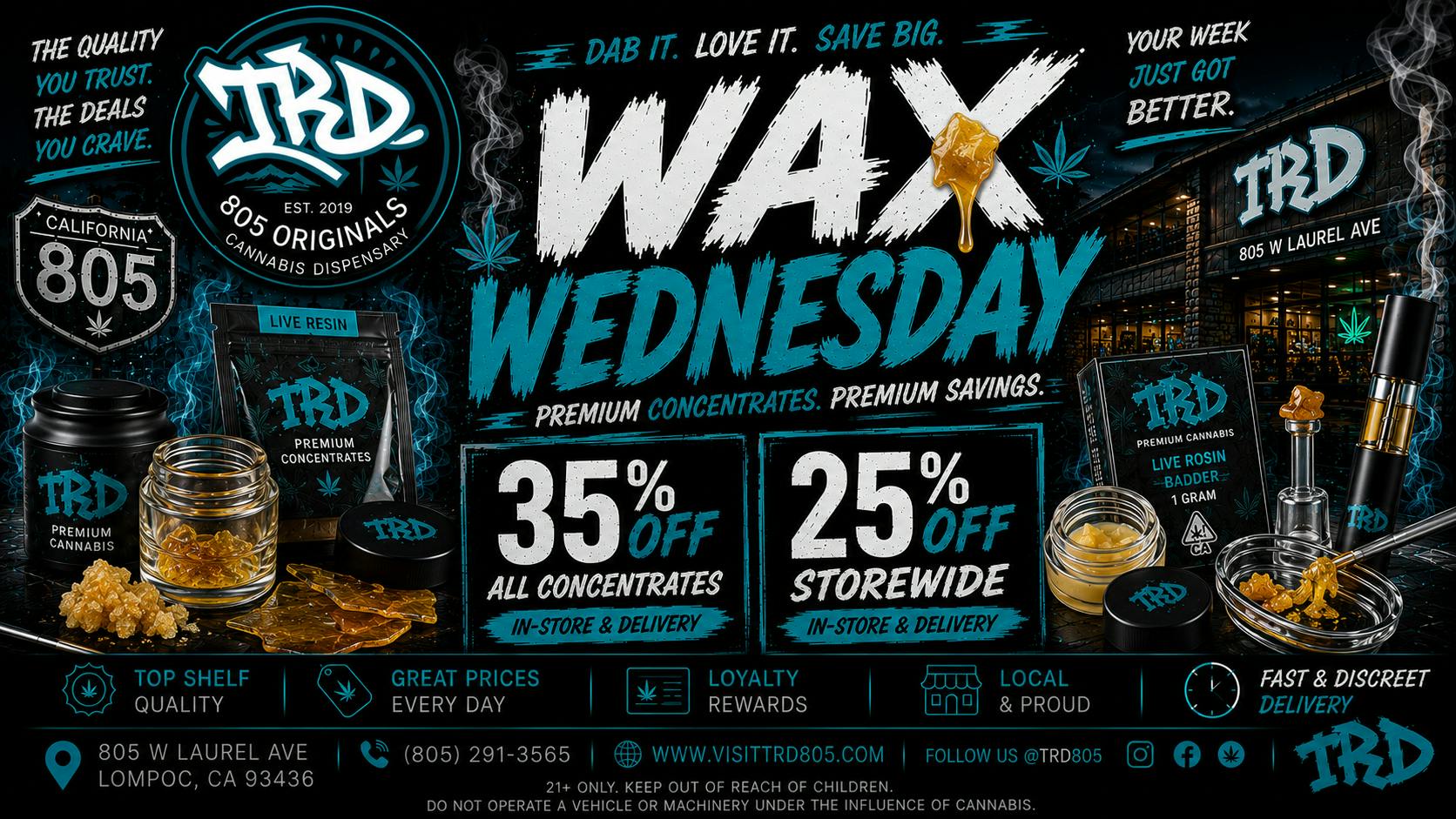 TRD Delivery Wax Wednesday | 35% OFF ALL CONCENTRATES & 25% OFF