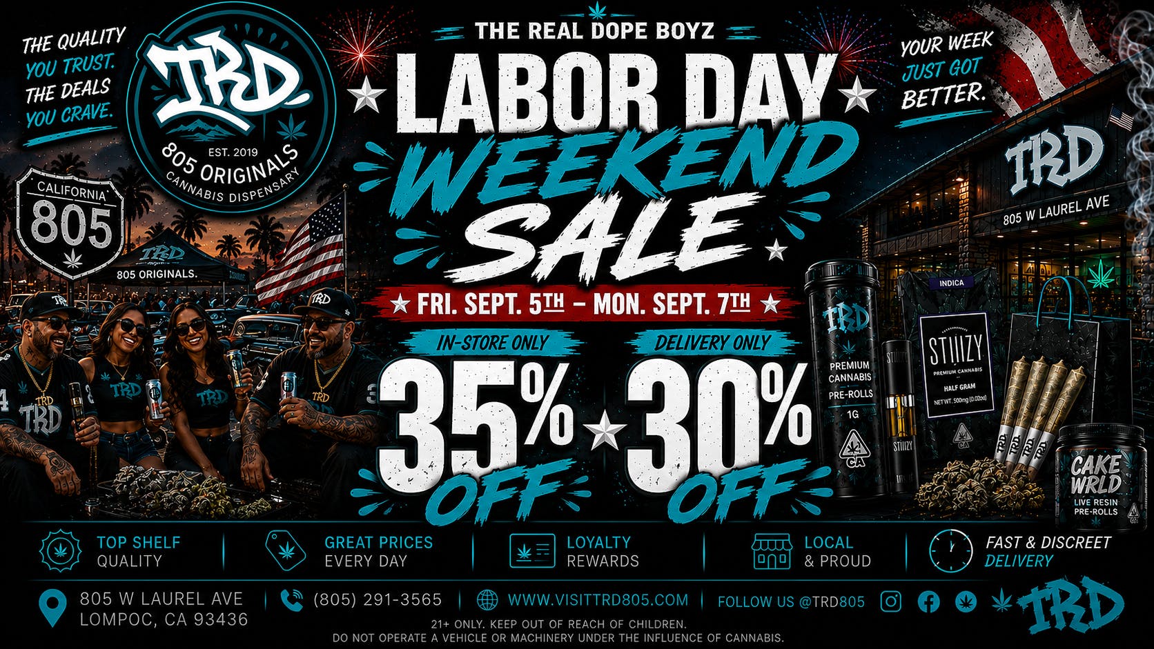 TRD Delivery LaborDay Weeknd 35% OFF In-Store| 30% OFF Delivery
