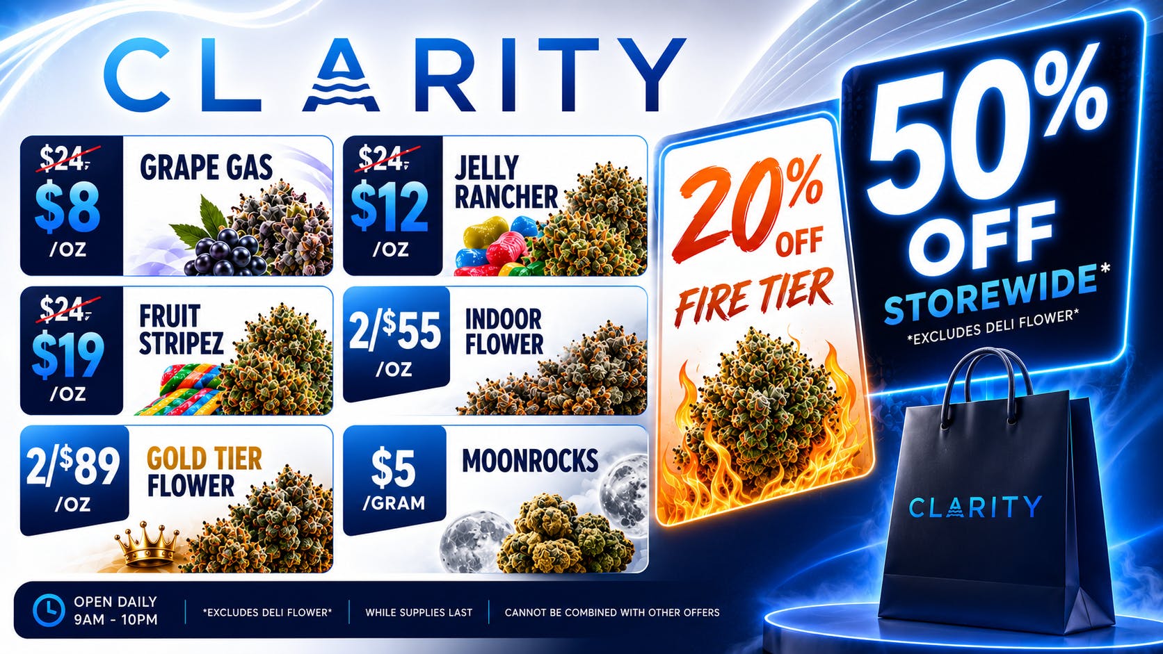 CLARITY Cannabis - Hazel Park 50% OFF STOREWIDE - $8 Oz $12 Oz $19 Oz