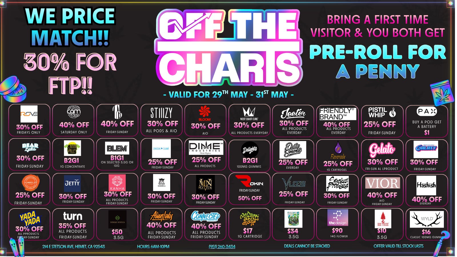 Off The Charts - Hemet on Stetson Ave FTP GET 30% OFF!!!