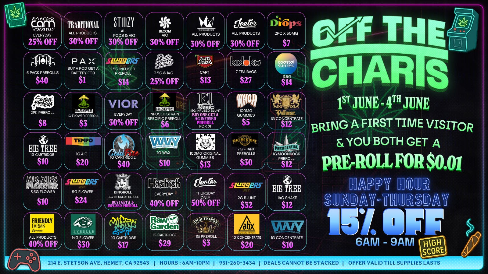 Off The Charts - Hemet on Stetson Ave WE'RE NOW OPEN!! FTP RECIEVES A FREE ITEM!!