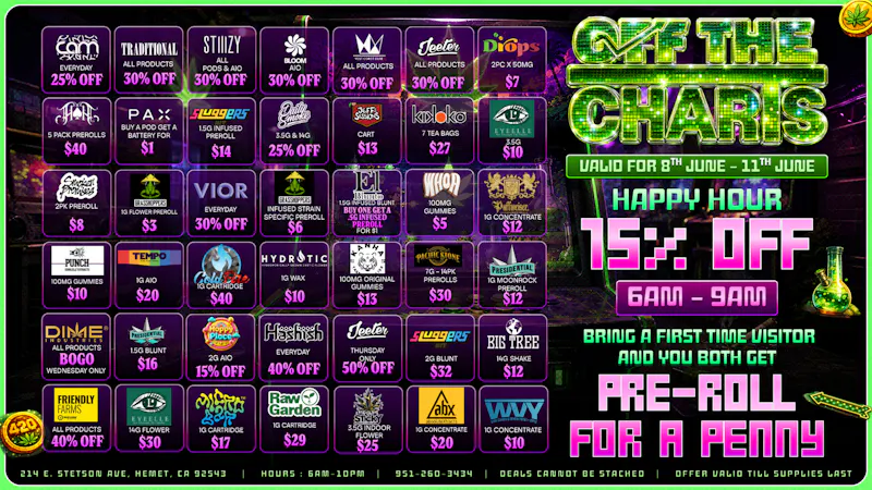 Off The Charts - Hemet on Stetson Ave WE'RE NOW OPEN!! FTP RECIEVES A FREE ITEM!!