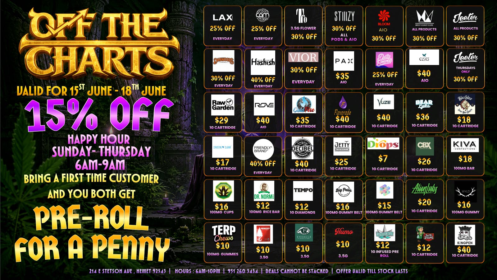 Off The Charts - Hemet on Stetson Ave WE'RE NOW OPEN!! FTP RECIEVES A FREE ITEM!!
