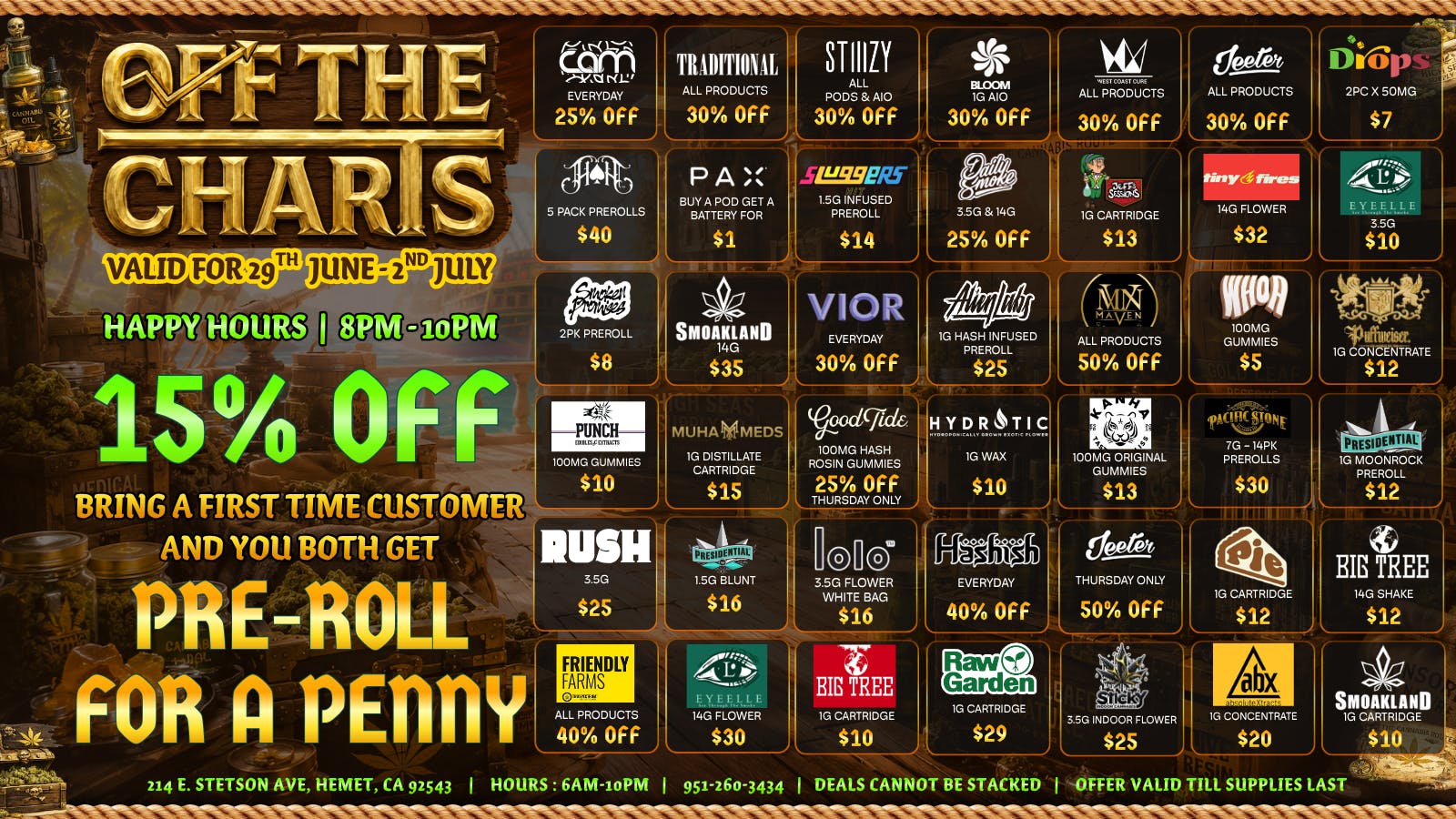 Off The Charts - Hemet on Stetson Ave FTP GET 30% OFF!!!