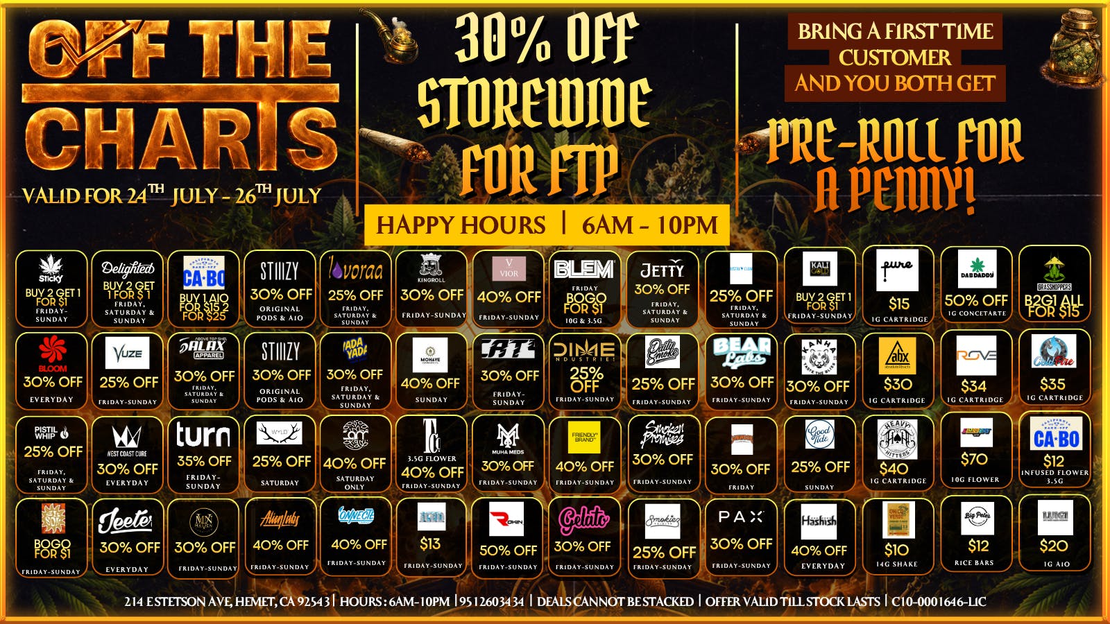 Off The Charts - Hemet on Stetson Ave WE'RE NOW OPEN!! FTP RECIEVES A 30% OFF !!