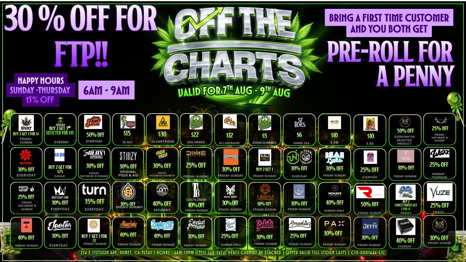 Off The Charts - Hemet on Stetson Ave FTP GET 30% OFF!!!