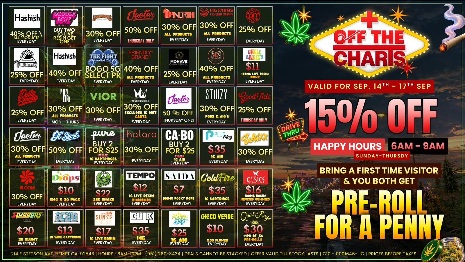 Off The Charts - Hemet on Stetson Ave WE'RE NOW OPEN!! FTP RECIEVES A FREE ITEM!!