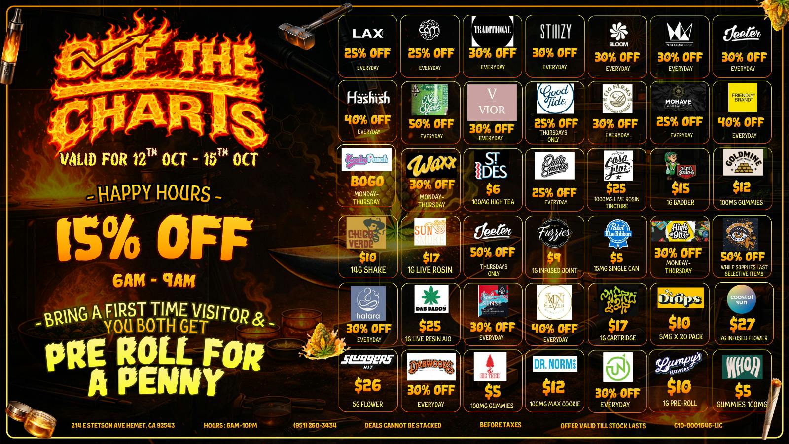 Off The Charts - Hemet on Stetson Ave 30% first time customer