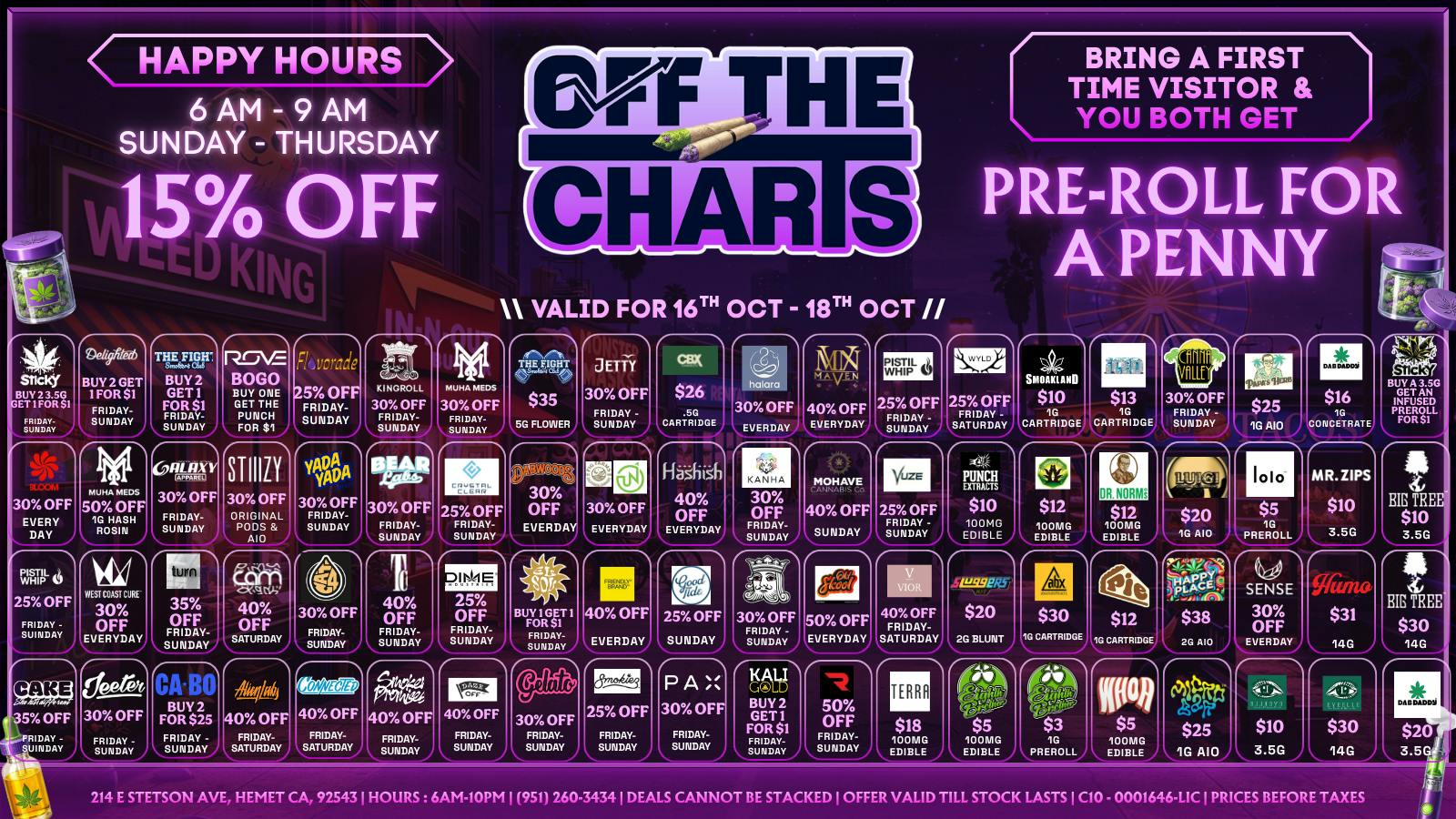 Off The Charts - Hemet on Stetson Ave 30% first time customer