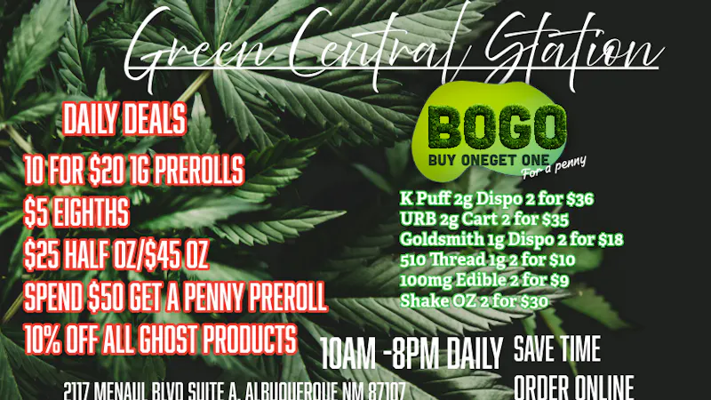 Green Central Station 🚨 $5 8THS, $10 for $20 PREROLLS🚨