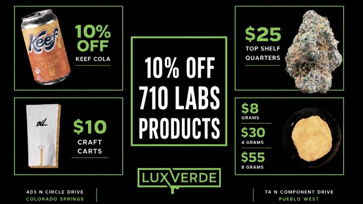 Lux Verde 10% off 710 Labs Products