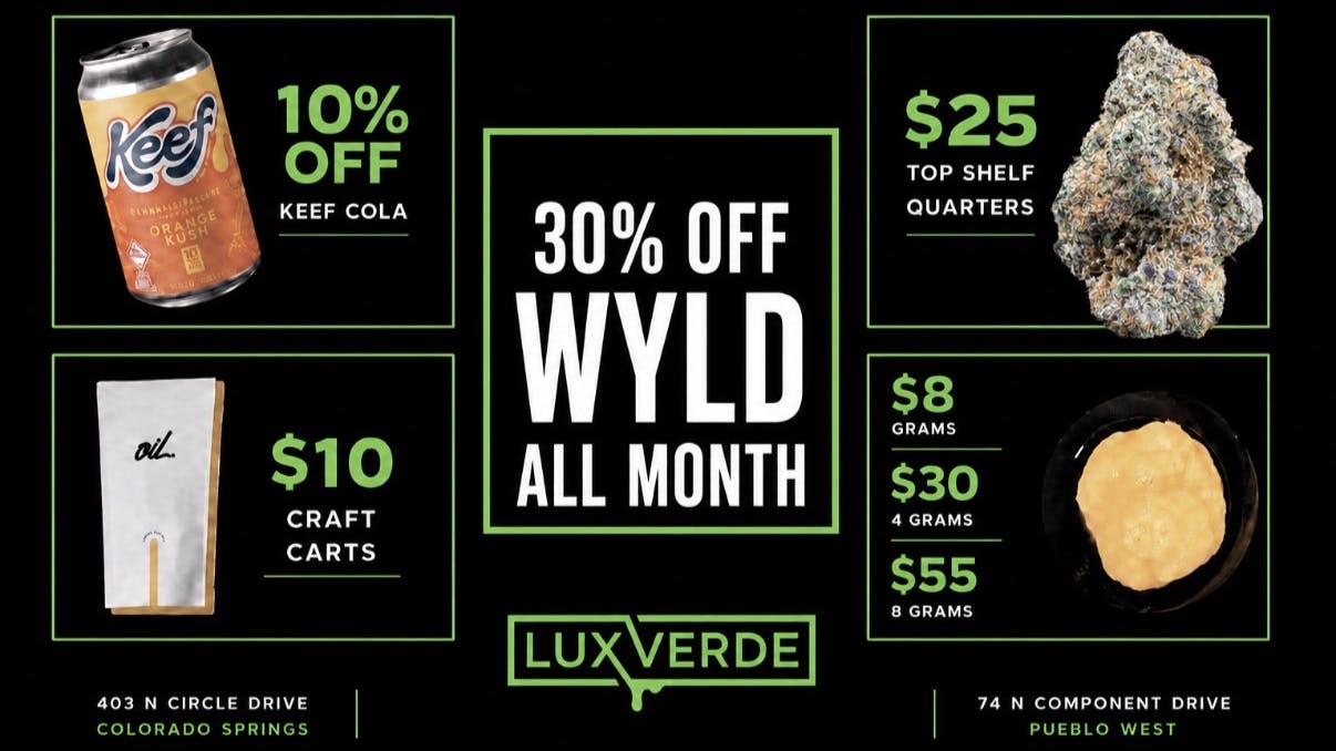 Lux Verde 30% off Wyld ALL MONTH!