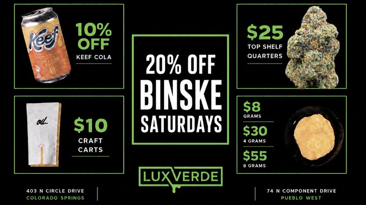 Lux Verde Binske Saturdays--20% off