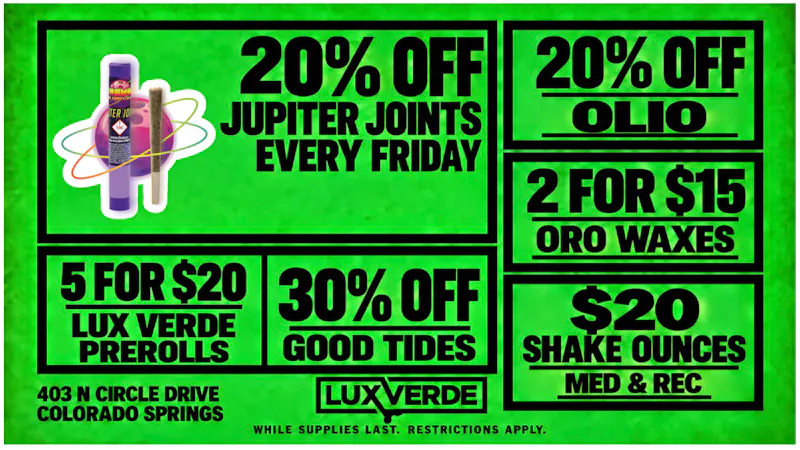 Lux Verde 20% off Jupiter Joints