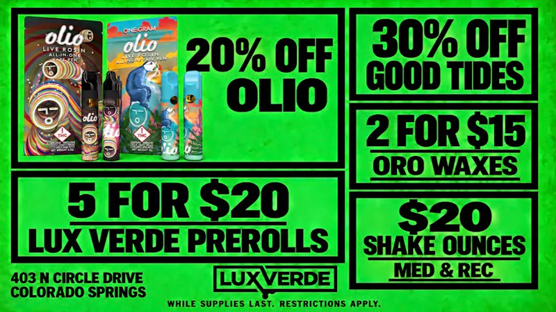 Lux Verde 20% off Olio...all month!