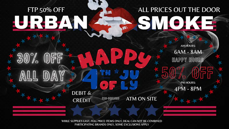 Urban Smoke - Avalon 50% OFF 4TH OF JULY DEALS
