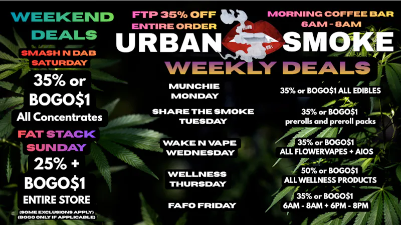Urban Smoke - Avalon UP TO 50% WEEKLY DEALS!