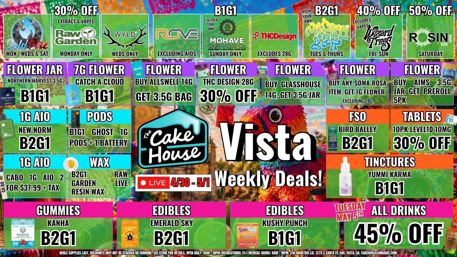 The Cake House - Vista TCH Vista Weekly Deals!