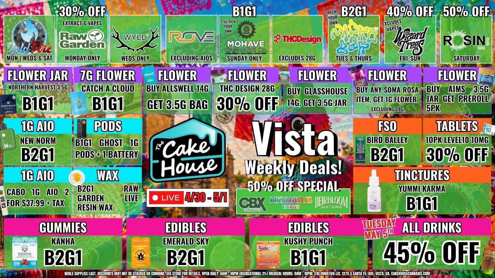 The Cake House - Vista TCH Vista Weekly Deals!