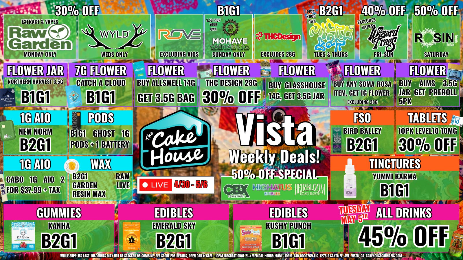 The Cake House - Vista TCH Vista Weekly Deals!