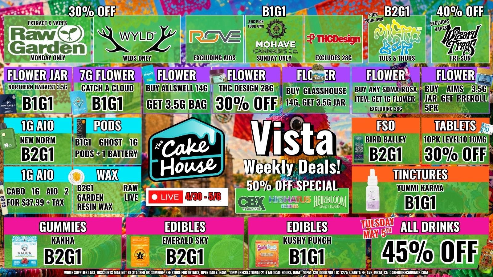 The Cake House - Vista TCH Vista Weekly Deals!