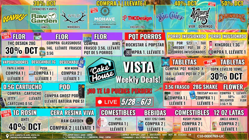 The Cake House - Vista 5/28 - 6/3: ¡Ofertas semanales TCH Vista!