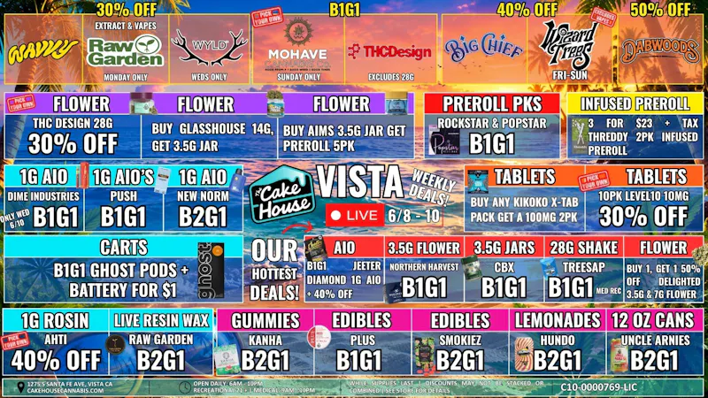 The Cake House - Vista 6/8 - 10: TCH Vista Deals!