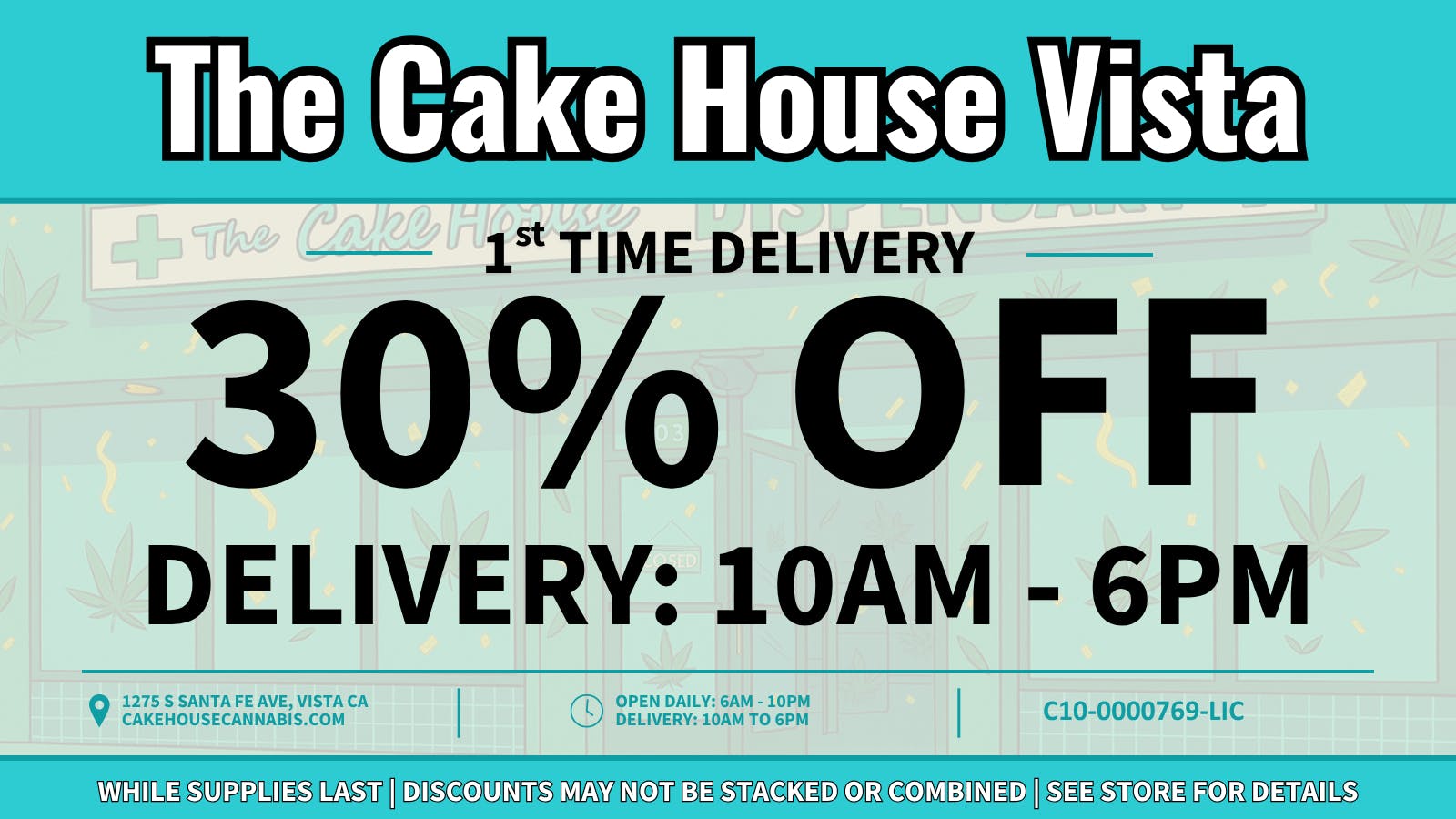 The Cake House - Vista TCH Vista Delivery Discount!