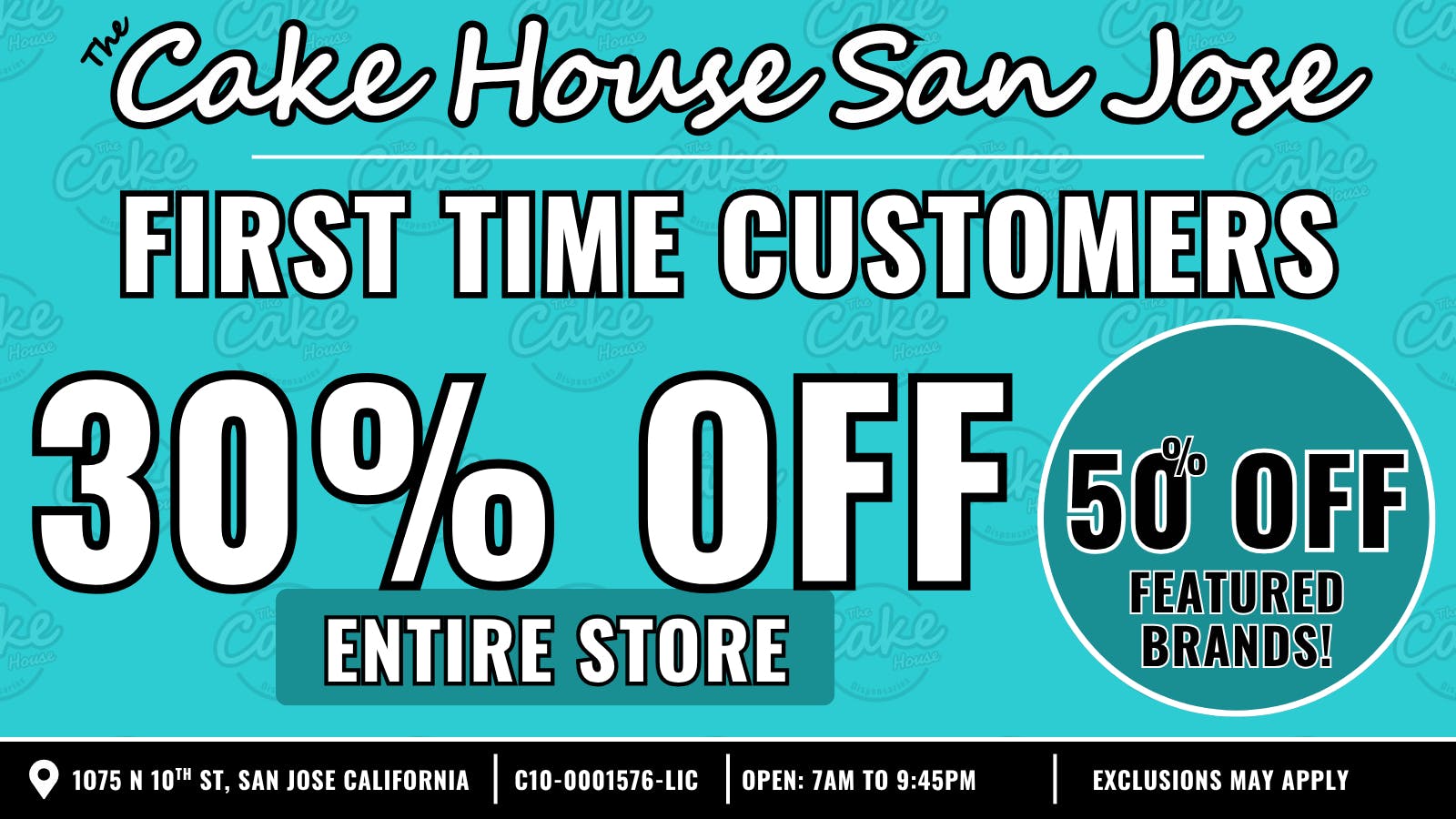The Cake House - San Jose *Now Open* TCH San Jose 1st time customer deal!