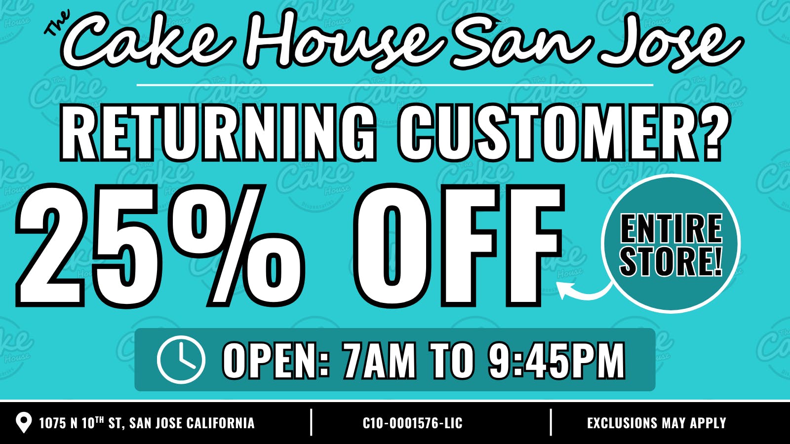 The Cake House - San Jose *Now Open* TCH San Jose Returning Customers Discount