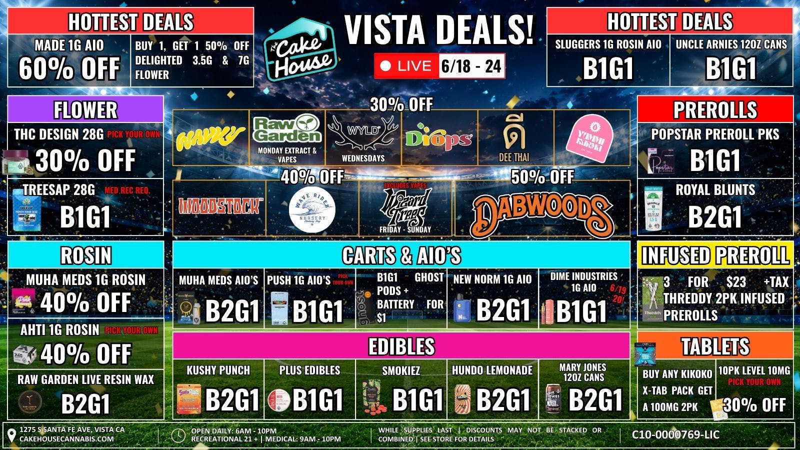 The Cake House - Vista 6/18 - 24: TCH Vista Deals!