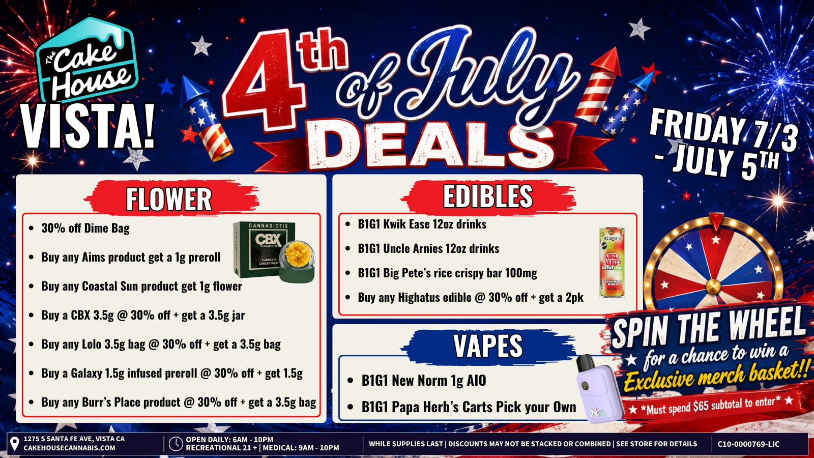 The Cake House - Vista TCH Vista 4th of July Deals!