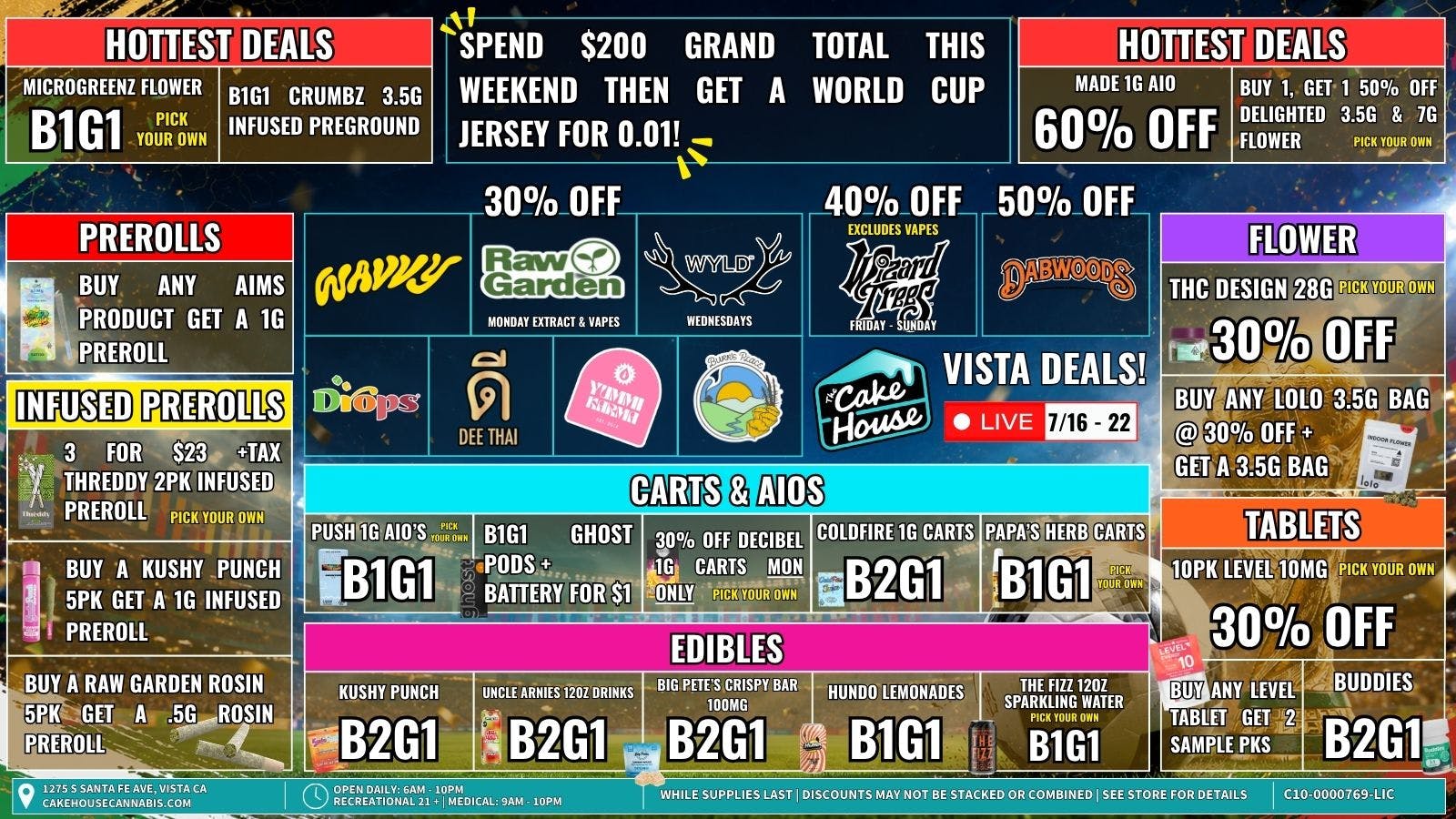 The Cake House - Vista 7/16 - 22: TCH Vista Weekly Deals!
