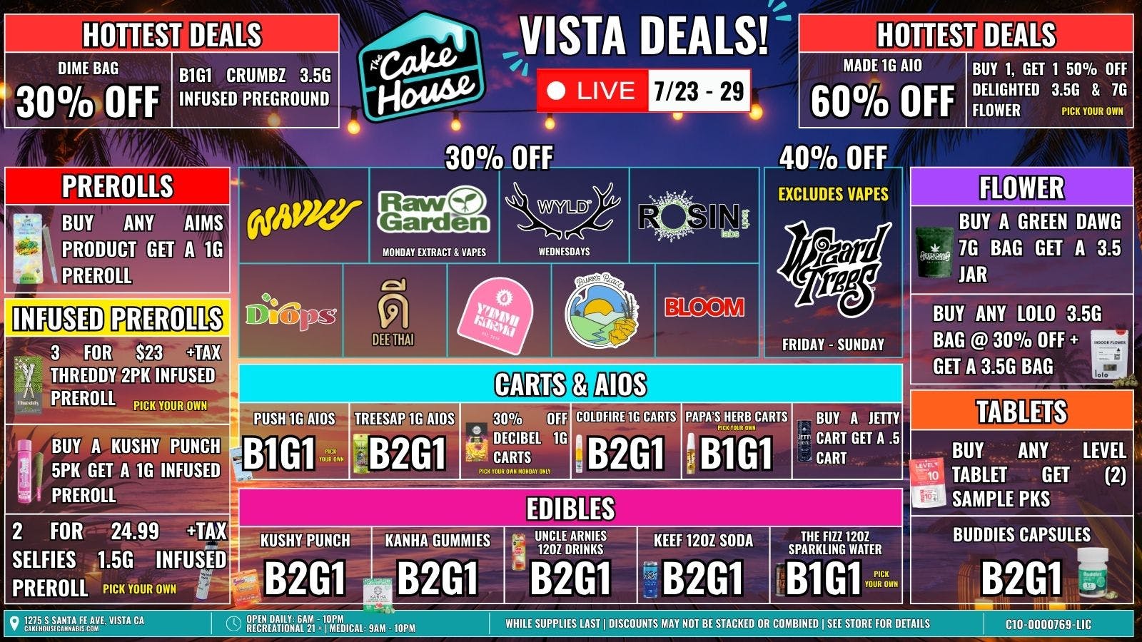 The Cake House - Vista 7/23 - 29: TCH Vista Weekly Deals!