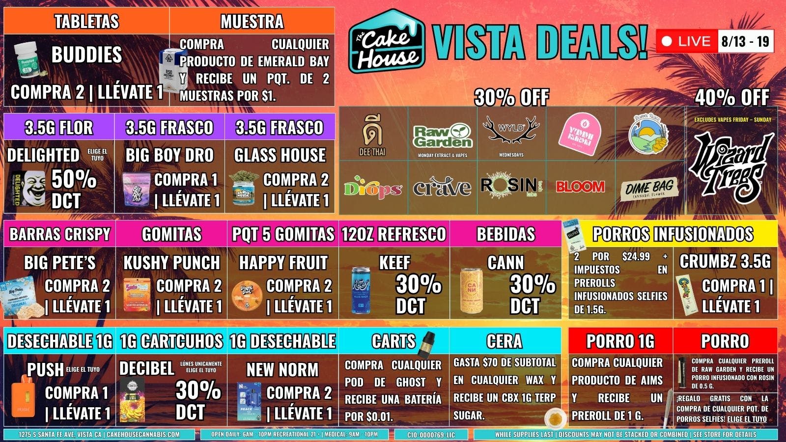 The Cake House - Vista 8/13 - 19: ¡Ofertas semanales TCH Vista!
