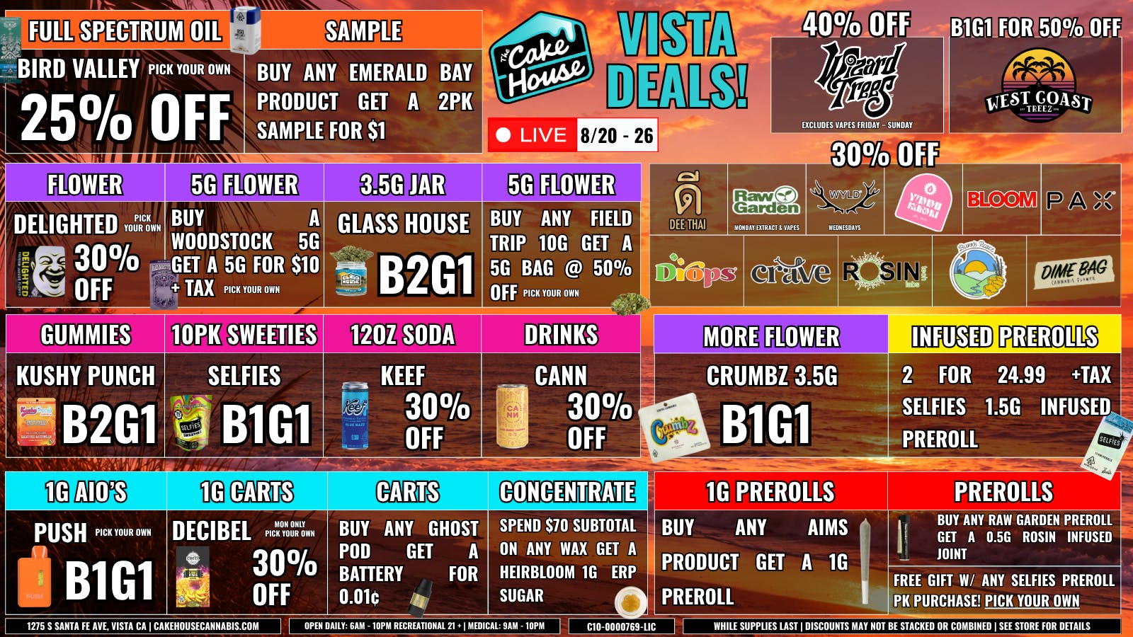 The Cake House - Vista 8/20 - 26: TCH Vista Weekly Deals!