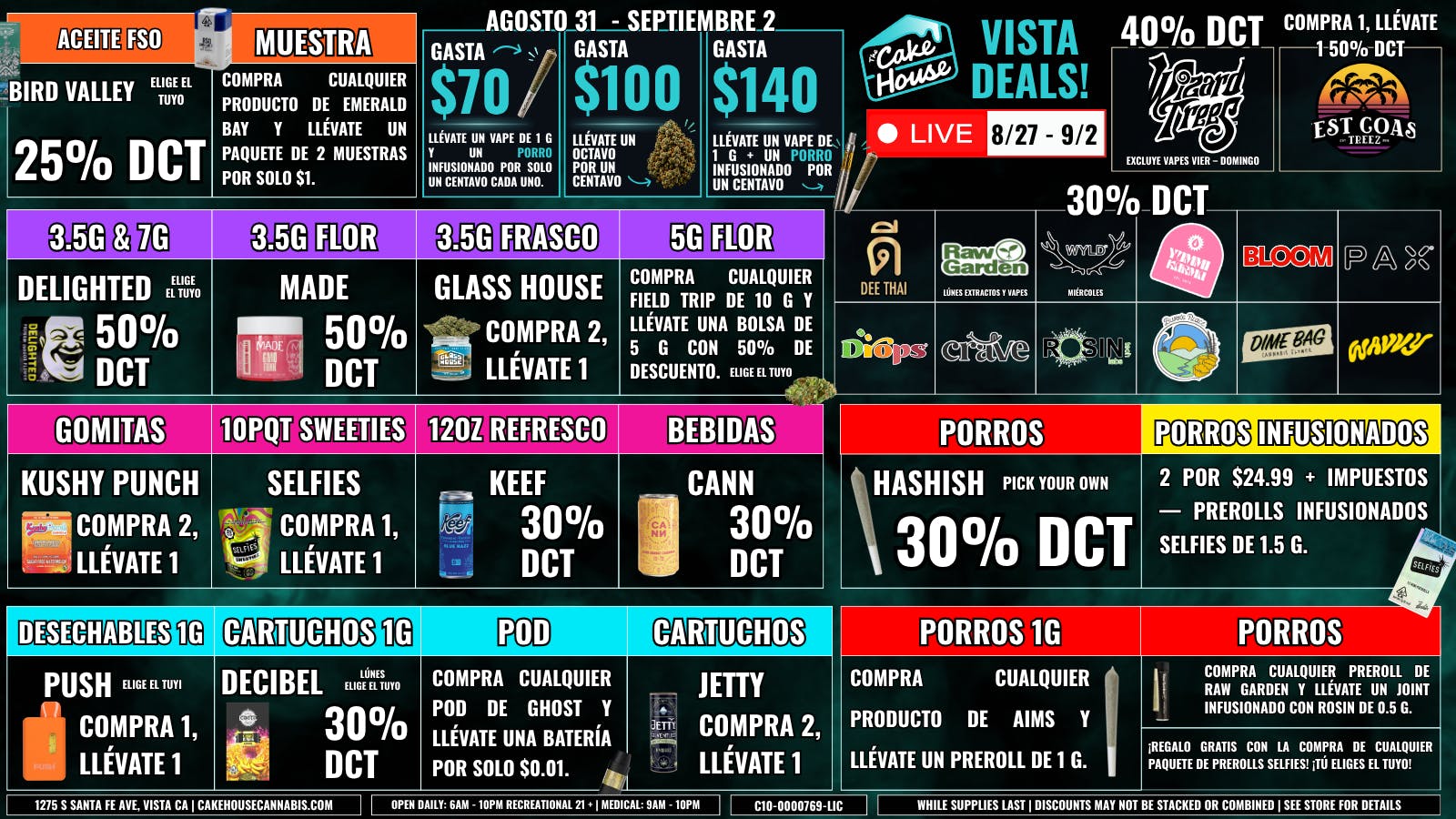 The Cake House - Vista 8/27 - 9/2: ¡Ofertas semanales TCH Vista!